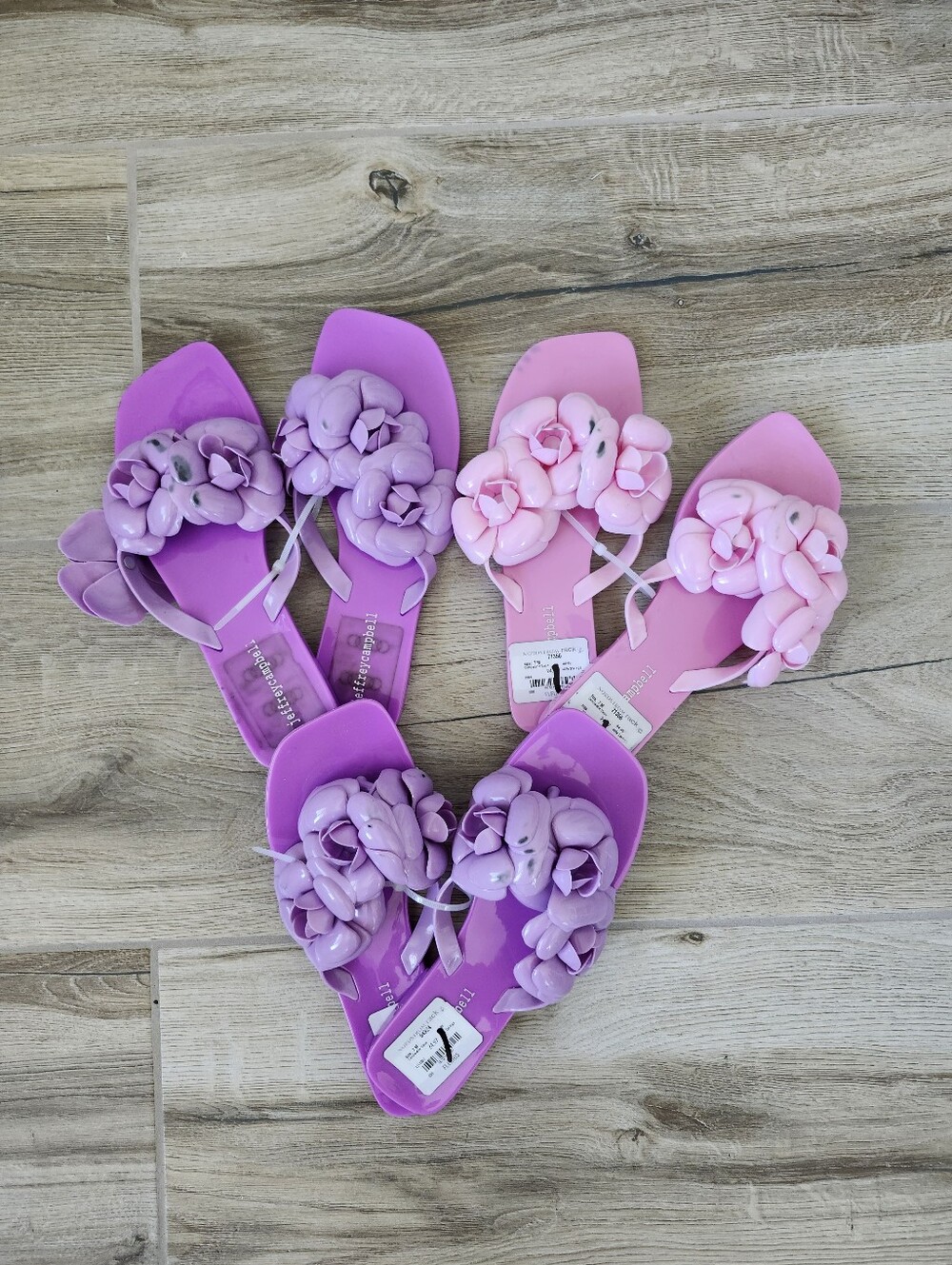 Jeffery Campbell Floralee Purple/Pink Jelly Thong Flip Flops Bundle of Sizes 9/7